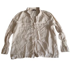 Quince Medium Tan 100% European Linen Pajama Top With Piping